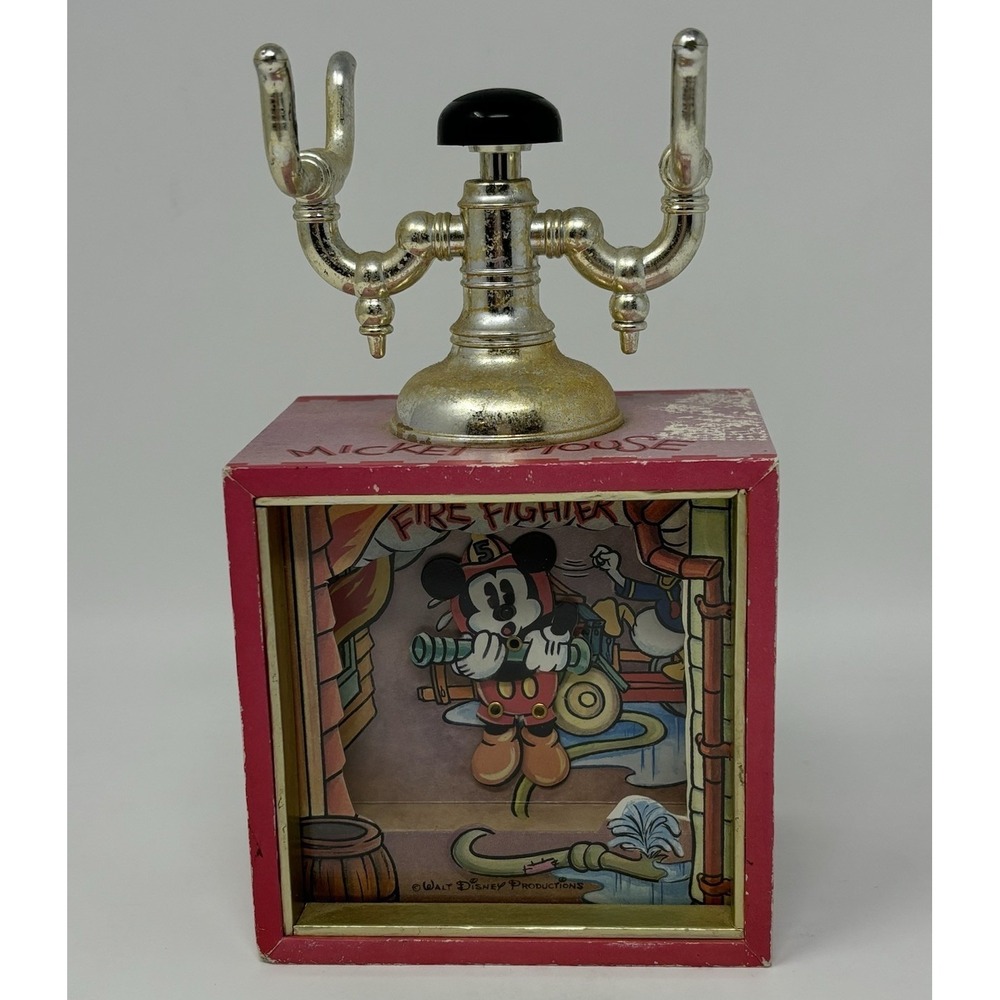Sankyo Walt Disney Productions Vintage Music Box Mickey Mouse Firefighter